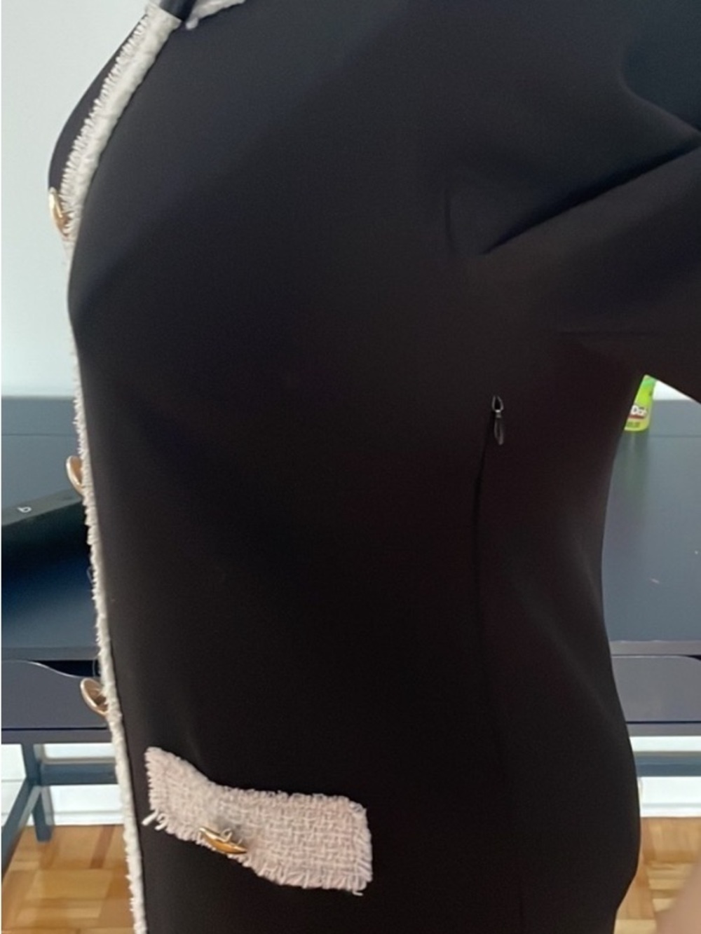 Rinascimento Black Mini Dress with Cream Trim - Picture 3 of 8